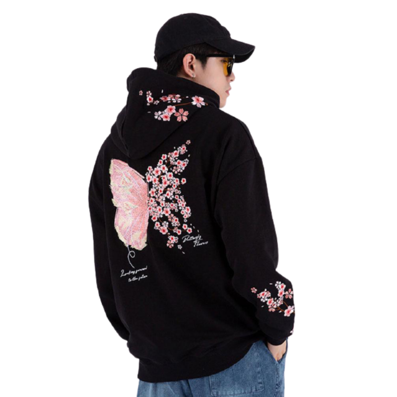 Hoodie Coréen Pink Butterfly™